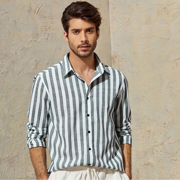 SHEIN striped button down shirt - Picture 1 of 7
